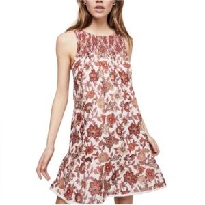 Free People Floral Mini Dress in Red and Cream